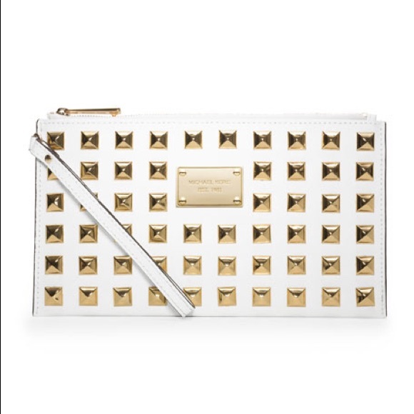 Michael Kors Gold Pyramid Stud Clutch - Picture 1 of 14